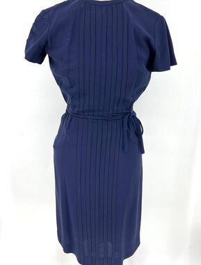 Vintage Jeanie Petite Lined Dress Navy Wool 60s Size 4-6 TV movie
